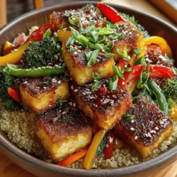 - 1 block of firm tofu - 2 tablespoons soy sauce - 1 tablespoon olive oil or sesame oil - 1 red bell pepper, sliced - 1 yellow bell pepper, sliced - 1 cup broccoli florets - 1 cup snap peas - 1 carrot, julienned - 2 cloves garlic, minced - 1 tablespoon fresh ginger, grated - Salt and pepper to taste - Optional: sesame seeds for garnish