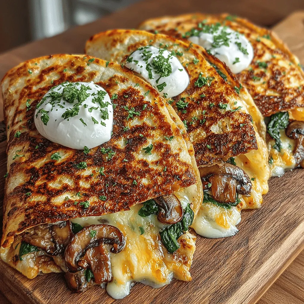 Explore the delightful world of savory mushroom and spinach quesadillas, a perfect blend of rich flavors and textures. This easy-to-make recipe is not only quick to prepare but also a nutritious option for a light meal or snack. With the earthiness of mushrooms, the freshness of spinach, and gooey mozzarella cheese, these quesadillas are sure to become a household favorite.