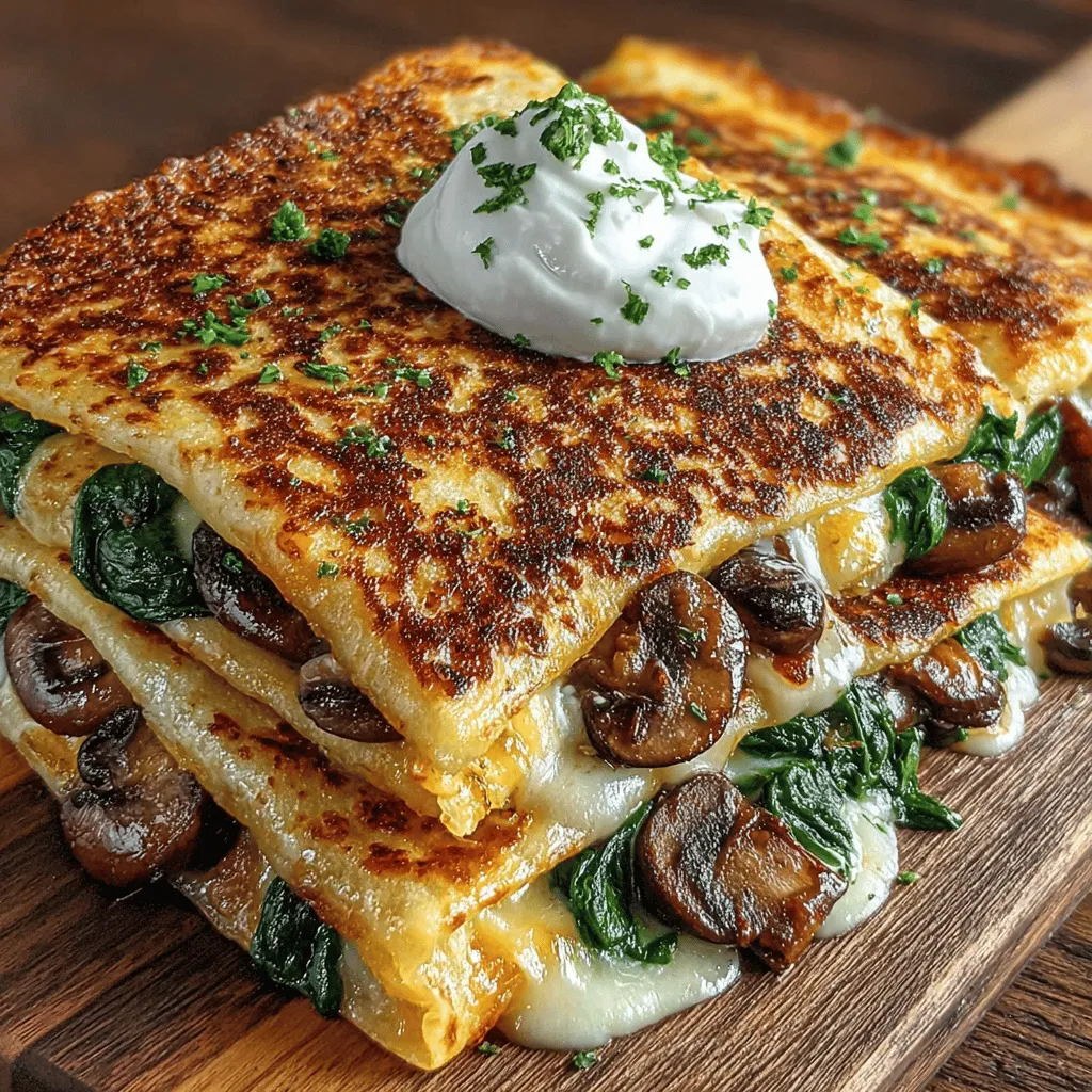 Explore the delightful world of savory mushroom and spinach quesadillas, a perfect blend of rich flavors and textures. This easy-to-make recipe is not only quick to prepare but also a nutritious option for a light meal or snack. With the earthiness of mushrooms, the freshness of spinach, and gooey mozzarella cheese, these quesadillas are sure to become a household favorite.