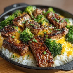 Cheesy Beef and Broccoli Delight is a mouthwatering dish that perfectly marries the savory flavors of tender beef, crisp broccoli, and gooey melted cheese. This recipe not only offers a delightful fusion of tastes but also provides a nutritious balance, making it an excellent choice for families or anyone looking to create a comforting meal on a busy weeknight. The combination of protein, vegetables, and dairy makes this dish not only satisfying but also easy to prepare, ensuring that even novice cooks can master this delicious meal.