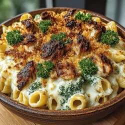 - 8 oz penne pasta - 2 cups cooked rotisserie chicken, shredded - 2 cups broccoli florets (fresh or frozen) - 1 cup cream cheese, softened - 1 cup milk - 1 cup chicken broth - 1 cup shredded cheddar cheese - 1/2 cup grated Parmesan cheese - 1 teaspoon garlic powder - 1 teaspoon onion powder - Salt and pepper to taste - 1 tablespoon olive oil - Fresh parsley, chopped (for garnish)